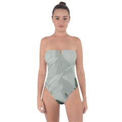 Banana Leaf Plant Pattern Tie Back One Piece Swimsuit by anzea