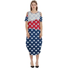 Illustrations Stars Cold Shoulder Loose Fit Dress With Pockets by anzea