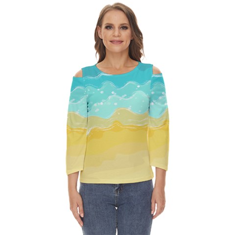 Abstract Background Beach Coast Cut Out Wide Sleeve Top by anzea