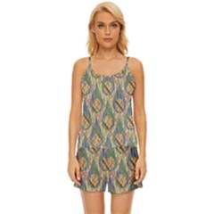 Tribal Background Boho Batik Satin Pajama Short Set by anzea