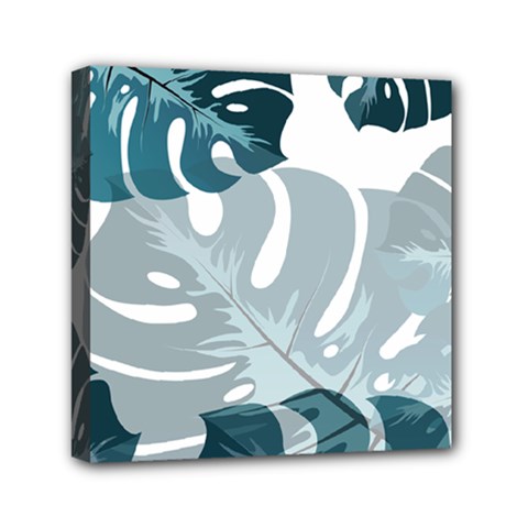 Monstera Leaves Background Mini Canvas 6  X 6  (stretched) by anzea