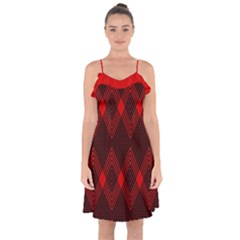 Muster Rot Rot Schwarz Ruffle Detail Chiffon Dress by 2607694c