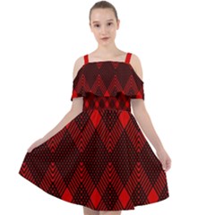 Muster Rot Rot Schwarz Cut Out Shoulders Chiffon Dress by 2607694c