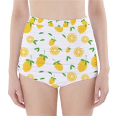 Illustrations Lemon Citrus Fruit Yellow High-waisted Bikini Bottoms by anzea