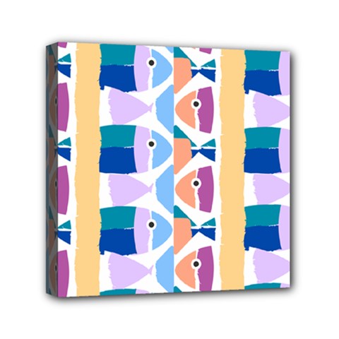 Illustrations Of Fish Texture Modulate Sea Pattern Mini Canvas 6  X 6  (stretched) by anzea