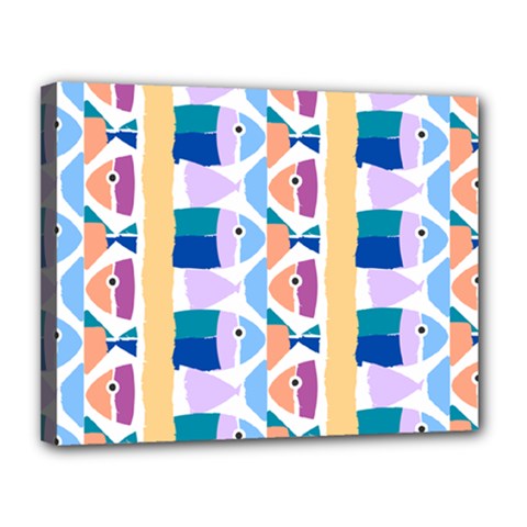 Illustrations Of Fish Texture Modulate Sea Pattern Canvas 14  X 11  (stretched) by anzea