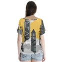 Minimal Skyscrapers V-Neck Flutter Sleeve Top View2