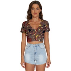 Geometric Art Fractal Abstract Art V-neck Crop Top by Ndabl3x