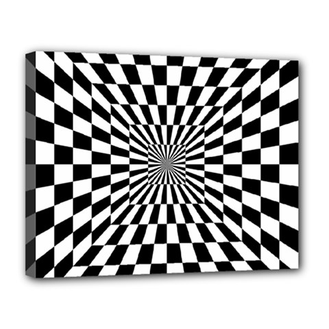 Optical Illusion Chessboard Tunnel Canvas 14  X 11  (stretched) by Ndabl3x
