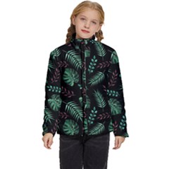 Tropical Leaves Pattern Kids  Puffer Bubble Jacket Coat by Hannah976