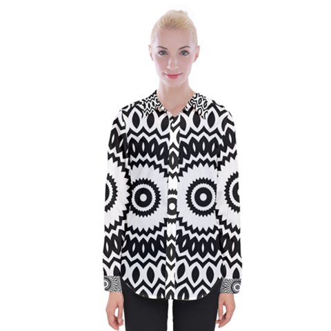 Circular Concentric Radial Symmetry Abstract Womens Long Sleeve Shirt by Proyonanggan