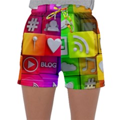 Colorful 3d Social Media Sleepwear Shorts by Ket1n9