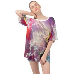 Clouds Multicolor Fantasy Art Skies Oversized Chiffon Top by Ket1n9