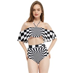 Optical-illusion-chessboard-tunnel Halter Flowy Bikini Set  by Bedest