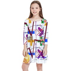 Mathematics Formula Physics School Kids  Quarter Sleeve Skater Dress by Bedest
