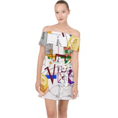 Mathematics Formula Physics School Off Shoulder Chiffon Dress by Bedest
