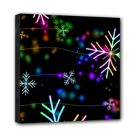 Snowflakes Snow Winter Christmas Mini Canvas 8  X 8  (stretched) by Bedest