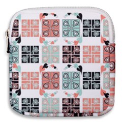 Mint Black Coral Heart Paisley Mini Square Pouch by Bedest