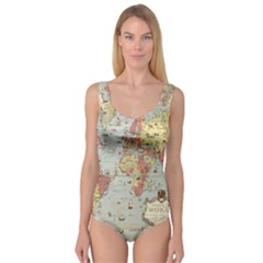 Vintage Old Antique World Map Princess Tank Leotard  by Bedest