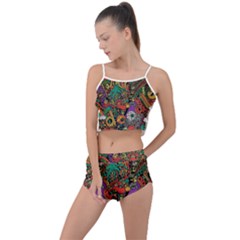 Cute Cartoon Doodle Summer Cropped Co-ord Set by Bedest