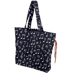 Chalk Music Notes Signs Seamless Pattern Drawstring Tote Bag by Ravend