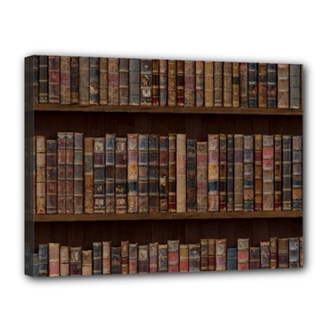 Old Bookshelf Orderly Antique Books Canvas 16  X 12  (stretched) by Ravend