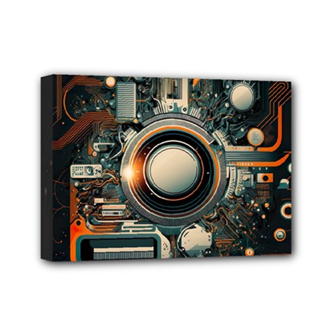 Technology Robot Internet Processor Mini Canvas 7  X 5  (stretched) by Ravend