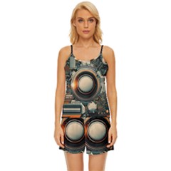 Technology Robot Internet Processor Satin Pajama Short Set by Ravend