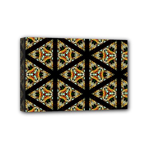 Pattern Stained Glass Triangles Mini Canvas 6  X 4  (stretched) by HermanTelo