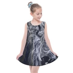 Angry Male Lion Wild Animal Kids  Summer Dress by Loisa77