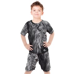 Angry Male Lion Wild Animal Kids  T-shirt And Shorts Set by Loisa77