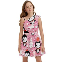 Cute Penguin Pattern Kids  One Shoulder Party Dress by Loisa77