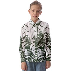Abstract Art Tropical Leaves Kids  Long Sleeve Shirt by Valentinaart