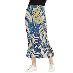 Abstract Art Tropical Leaves Maxi Fishtail Chiffon Skirt by Valentinaart