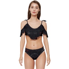 Math Board Circuit Circuits Computer Shield Tech Technology Ruffle Edge Tie Up Bikini Set	 by Loisa77