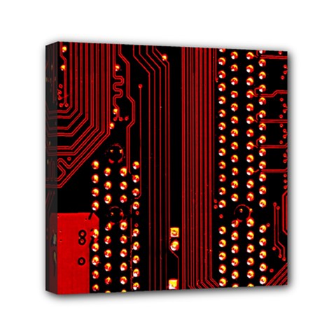 Red Circuit Board Texture Red Circuit Digital Texture Circuit Board Red Technology Mini Canvas 6  X 6  (stretched) by Loisa77