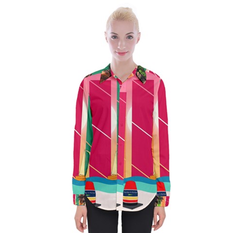 Digital Graphic Clip Art Beach Womens Long Sleeve Shirt by Proyonanggan