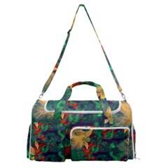 Illustrations Color Cat Flower Abstract Textures Orange Sports Gym Duffle Bag With Shoe Compartment by anzea