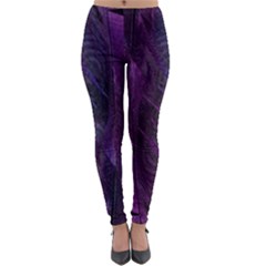 Feather Pattern Texture Form Lightweight Velour Leggings by Grandong