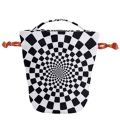 Geomtric Pattern Illusion Shapes Drawstring Bucket Bag by Grandong