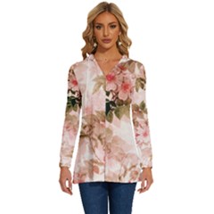 Flower Plant Vintage Retro Long Sleeve Drawstring Hooded Top by Ravend