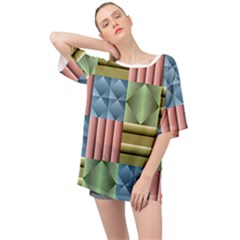 Patchwork Tile Pattern Mosaic Oversized Chiffon Top by Loisa77