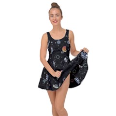 Glittering Planets Space Galaxy Glitter Black Inside Out Casual Dress by Perong