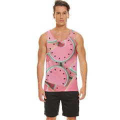 Aesthetic Cute Kawaii Watermelon Men s Wide Collar Tank Top by Perong