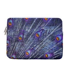 Peacock Bird Feathers Coloured Plumage 13  Vertical Laptop Sleeve Case With Pocket by Perong
