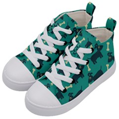 Happy Dogs Animals Pattern Kids  Mid-top Canvas Sneakers by Ket1n9