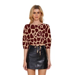Animal Print Girraf Patterns Mid Sleeve Drawstring Hem Top by Ket1n9