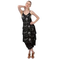 Black Space Drawing Art Planet Drawing Stars Black Space Galaxy Outer Space Layered Bottom Dress by Perong