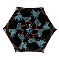 Night In The Ocean Red Waves Art Moon Dark Japanese Wave Automatic Folding Umbrella With Case (small) by Perong