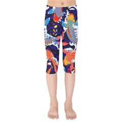 Koi Fish Traditional Japanese Art Kids  Capri Leggings  by Perong